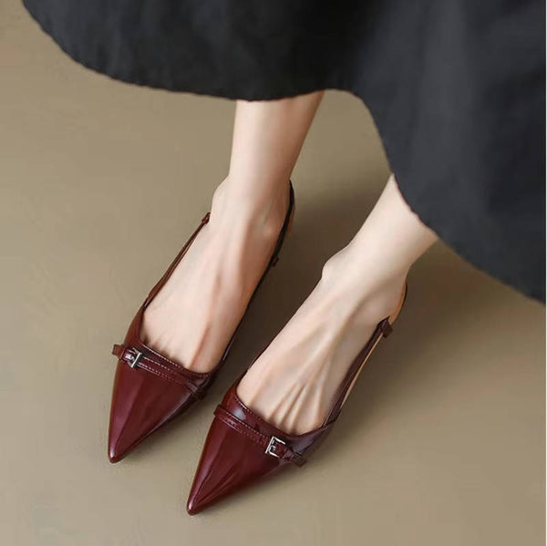 Women's Burgundy Slingback Kitten Heel Pumps