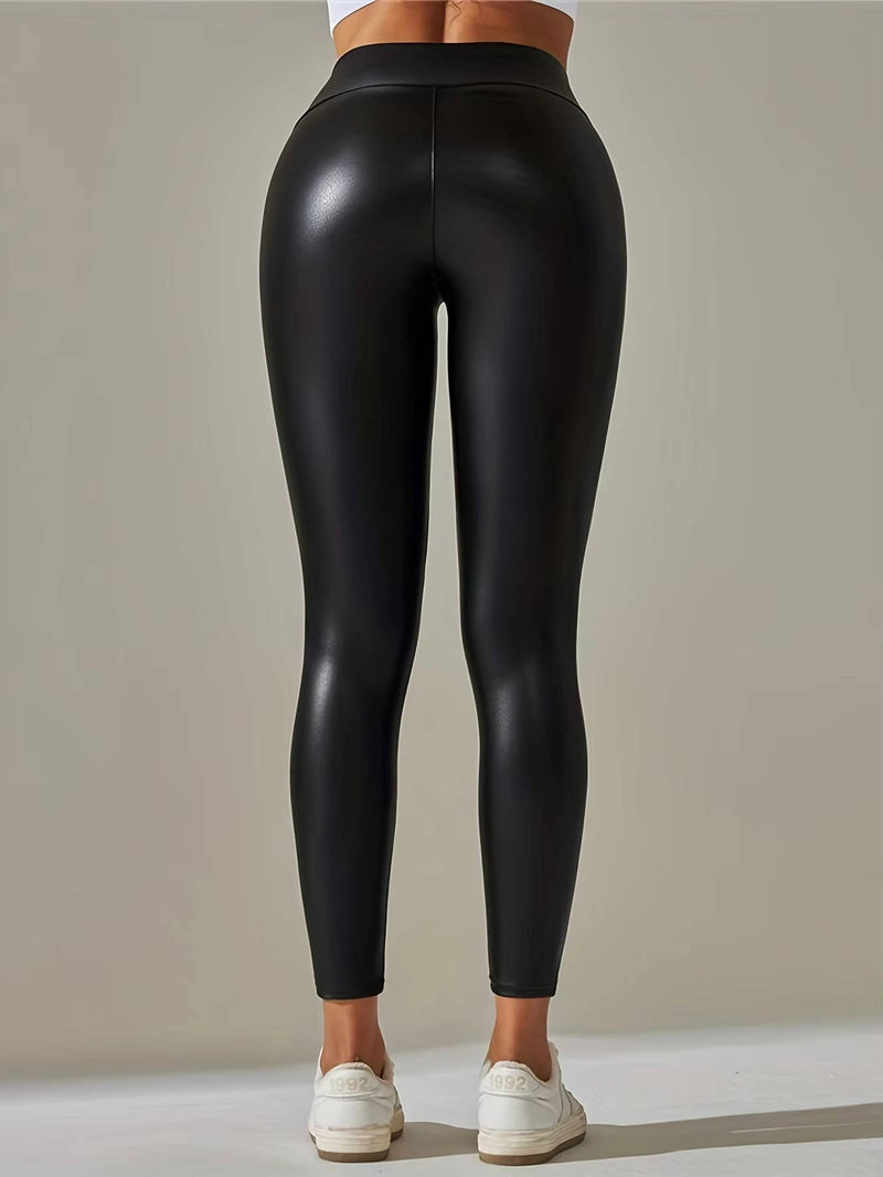 Black High Waisted Leather Leggings