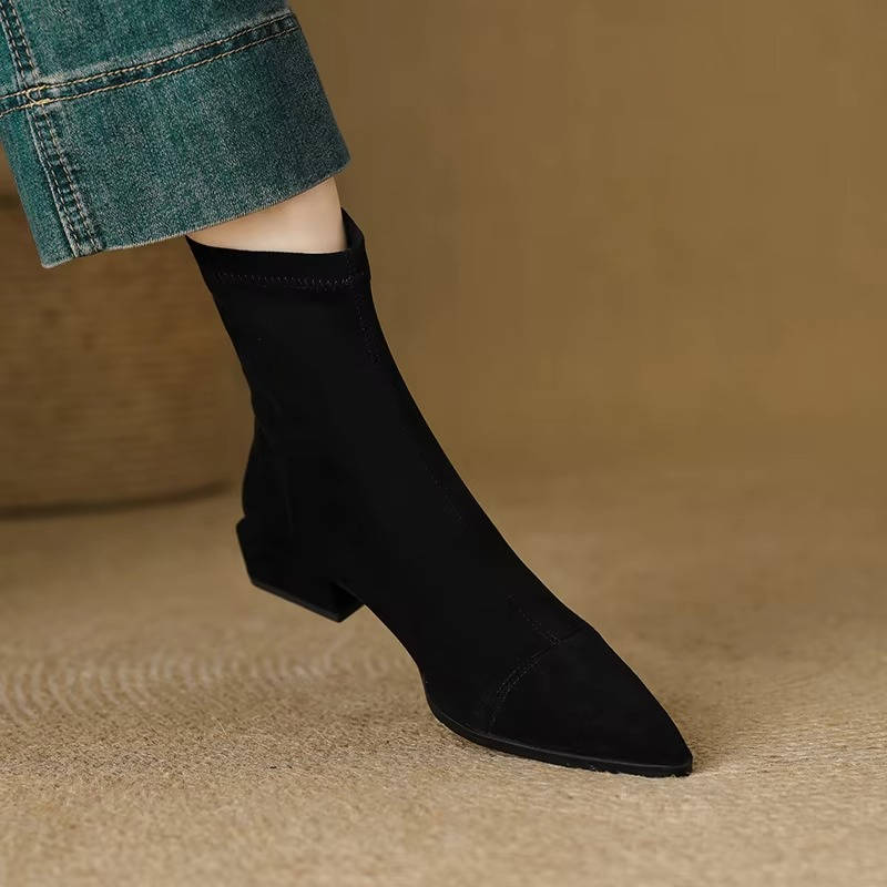 Women's Suede Ankle Boots Low Heel