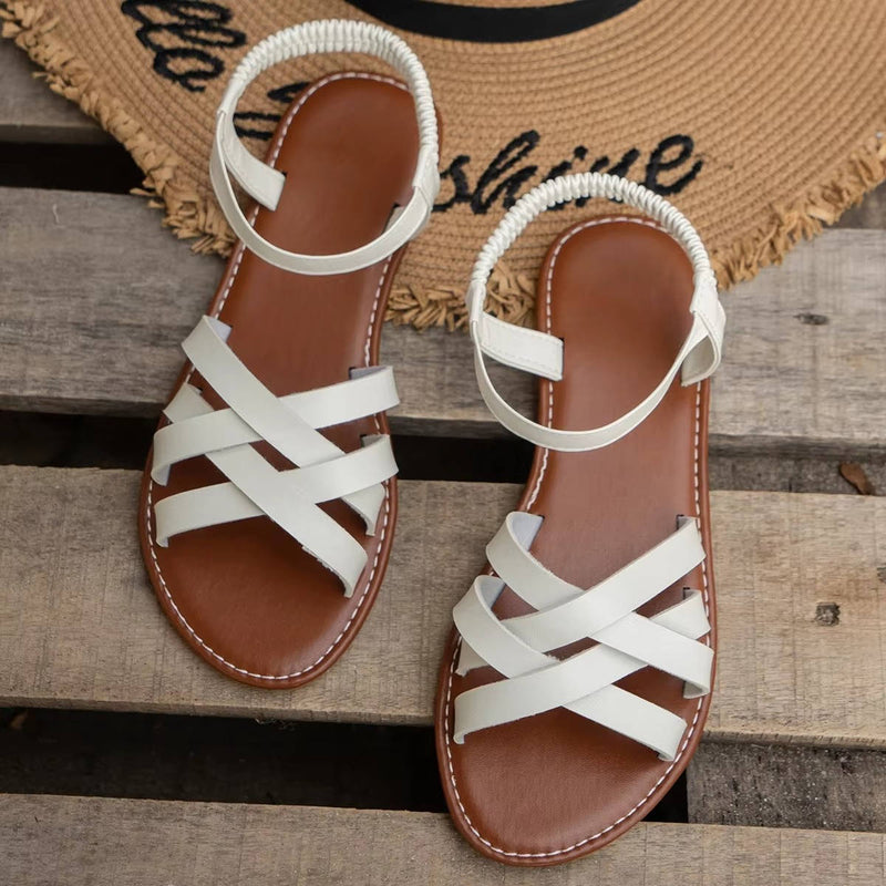Women's Tan Leather Strappy Sandals