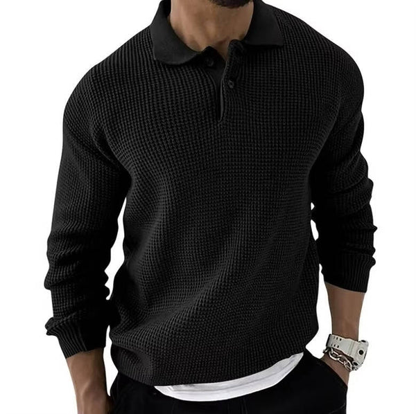 Mens Waffle Knit Long Sleeve Sweater