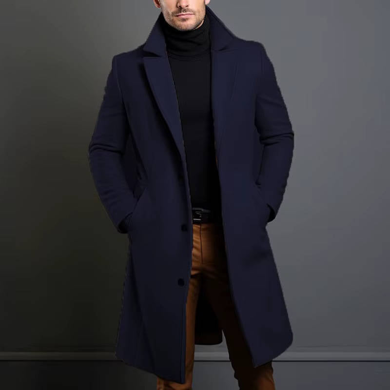 Men's Classic Long Coat Single Breasted Overcoat