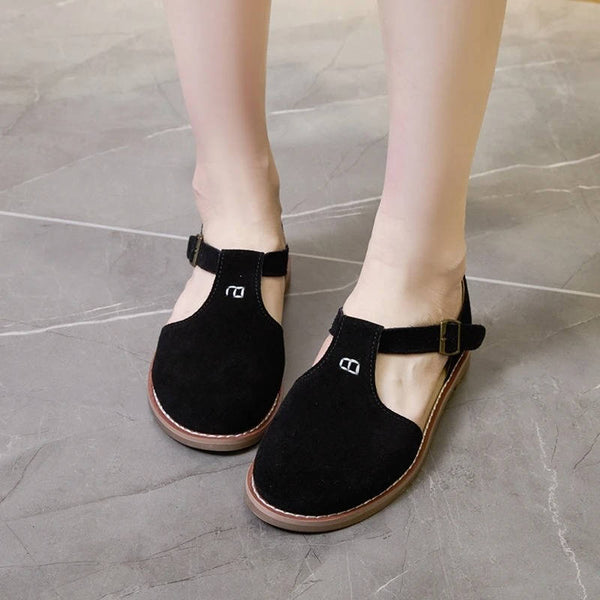 Women's Suede T-Strap Flats