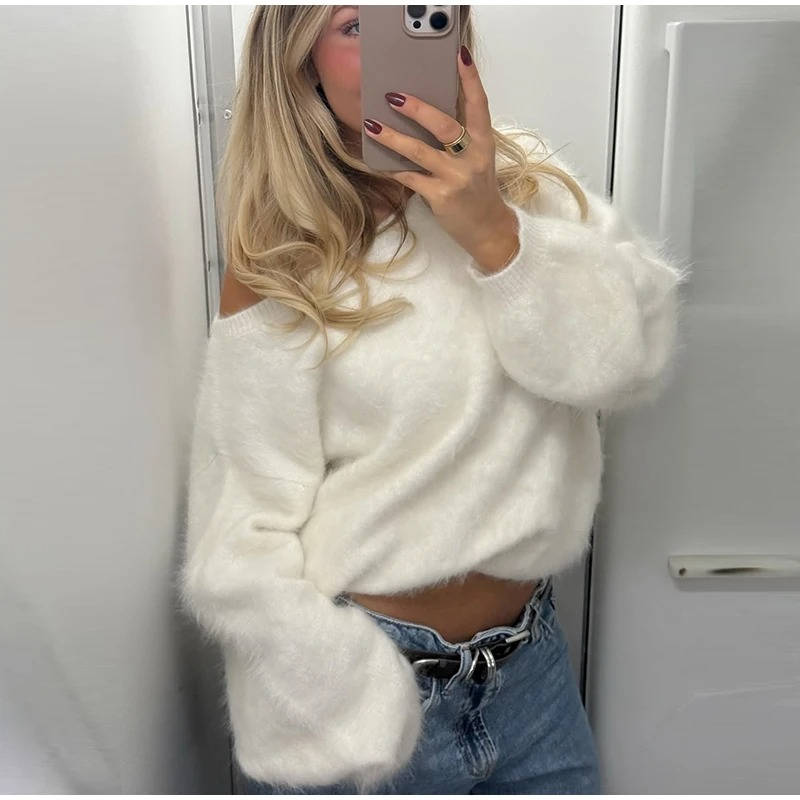 Women's Cropped Fluffy Fur Sweater