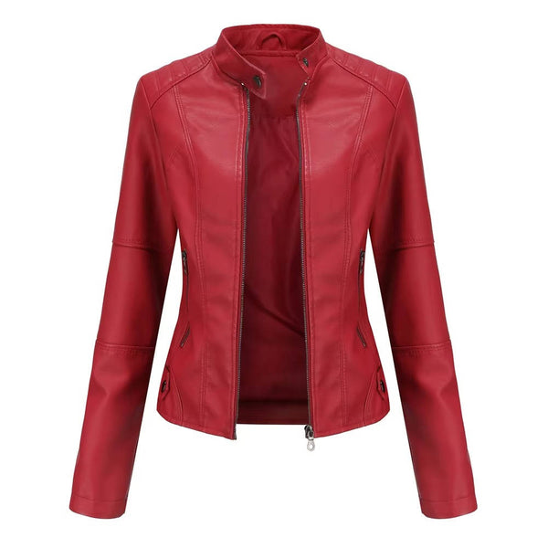 Slim Fit Leather Jacket Women