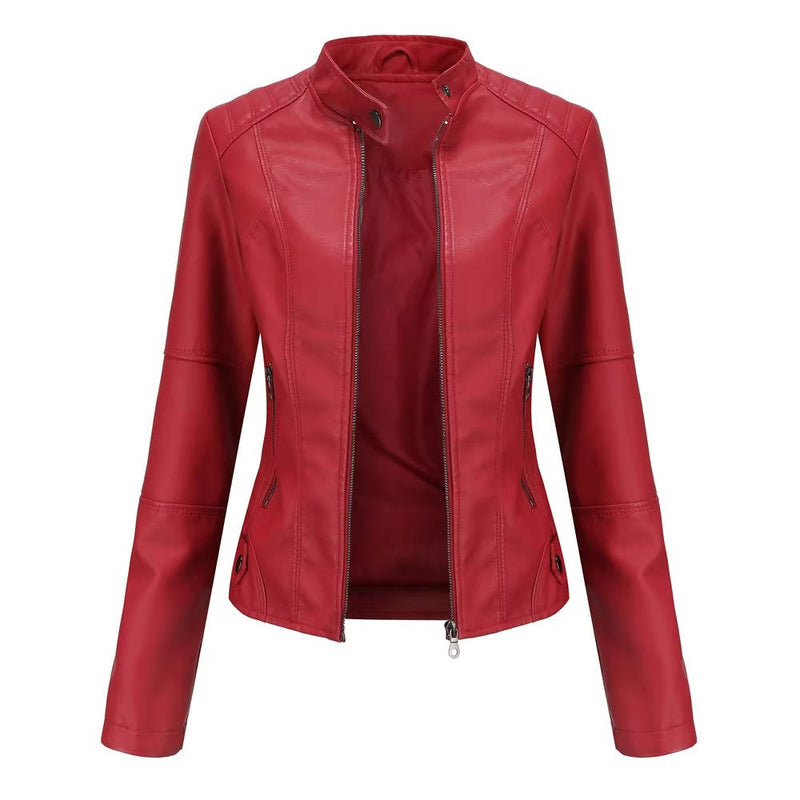 Slim Fit Leather Jacket Women