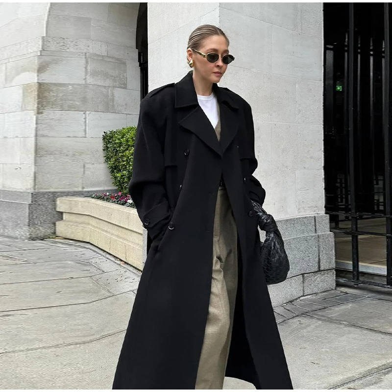 Women's Lace Up Wool Overcoat