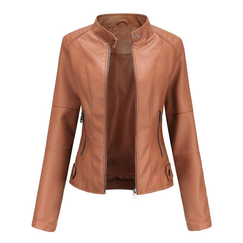 Slim Fit Leather Jacket Women