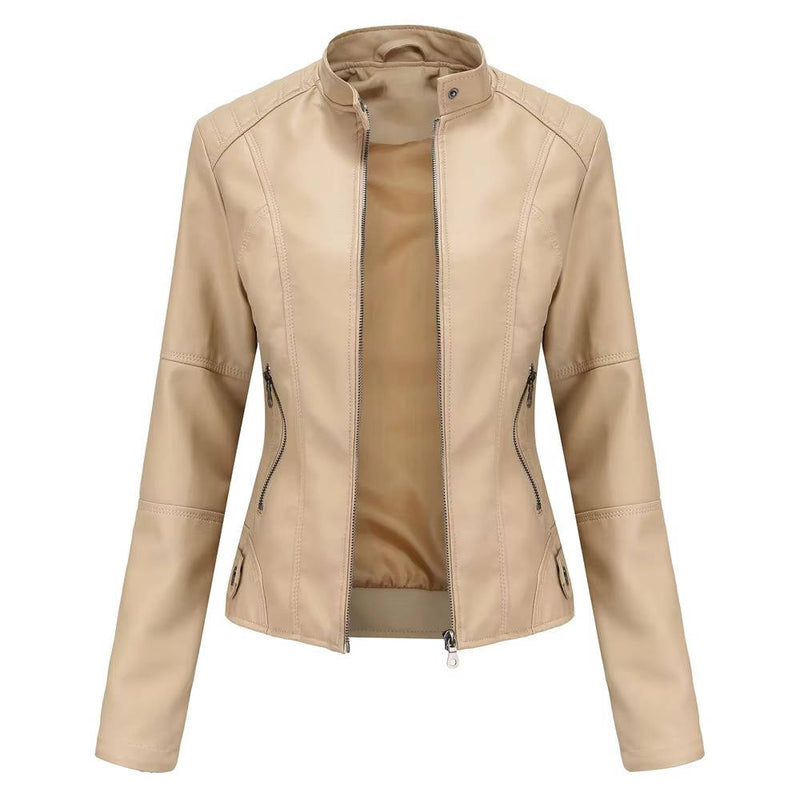 Slim Fit Leather Jacket Women