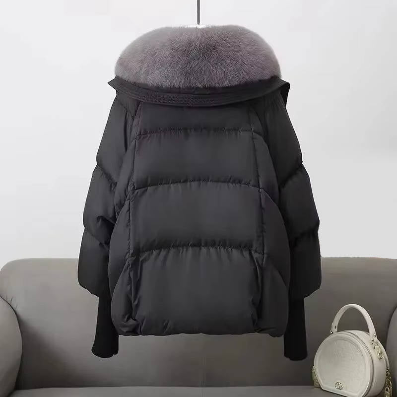 Women's Puffer Jacket with Fur Collar