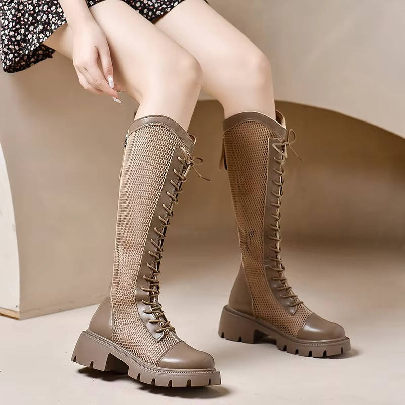 Lace Up Knee High Boots