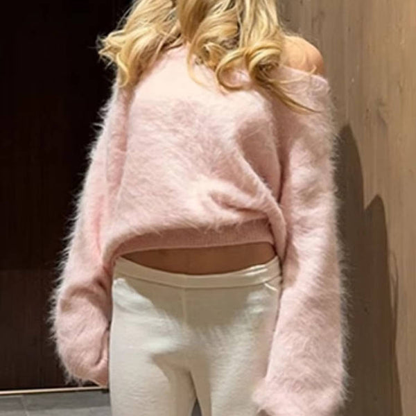 Women's Cropped Fluffy Fur Sweater