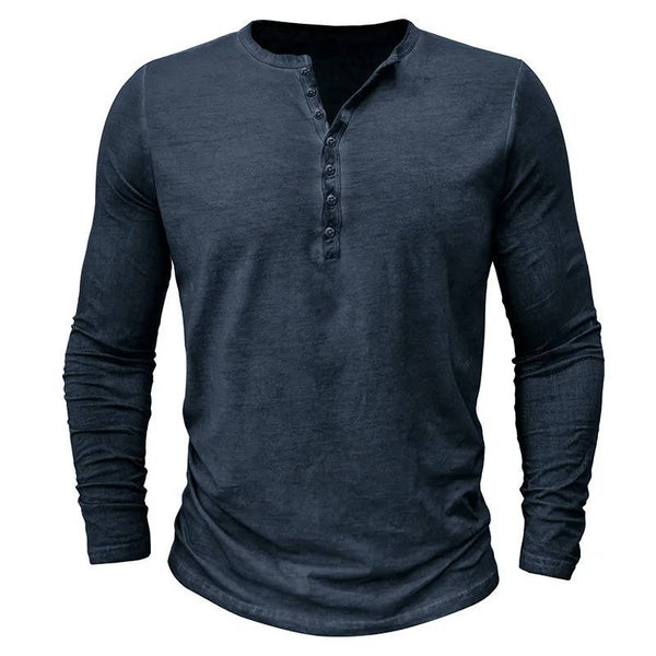 Long Sleeve Henley Shirt Men
