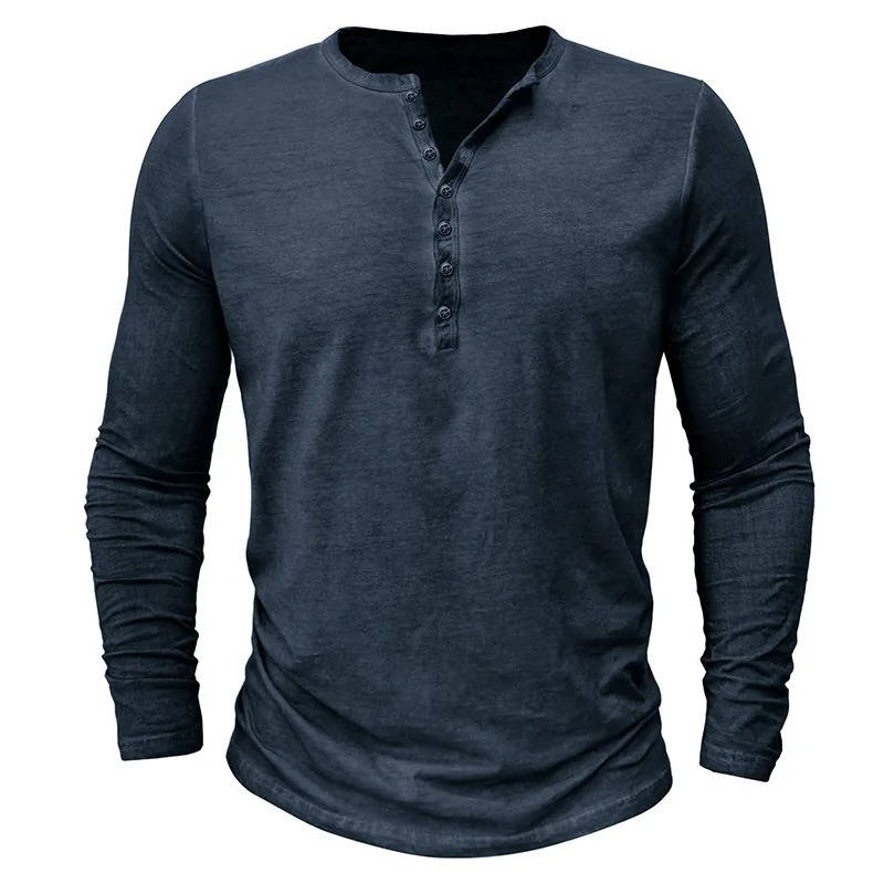 Long Sleeve Henley Shirt Men