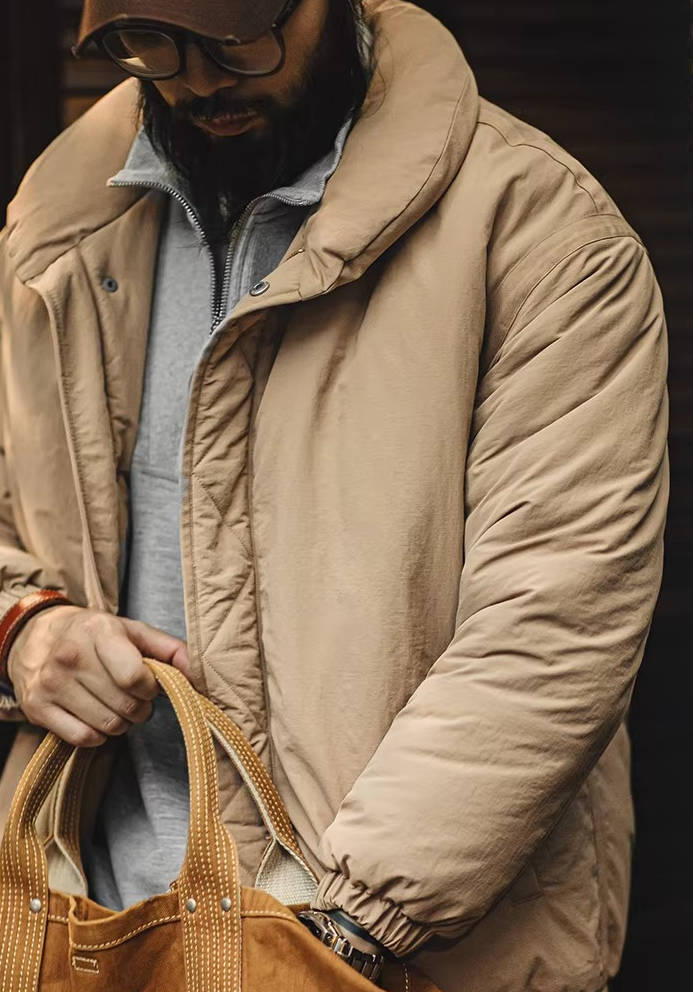 Men's Beige Puffer Jacket