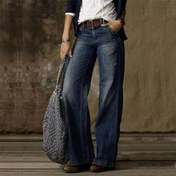 Women's Vintage Wash Wide Leg Flare Jeans