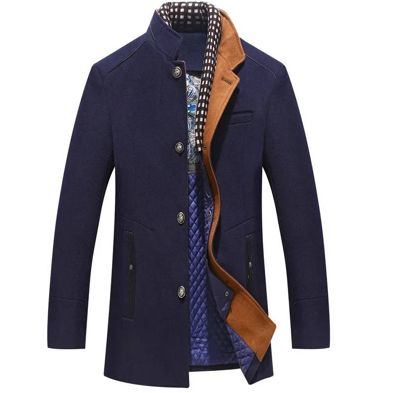Men's Wool Coat Stand Up Collar