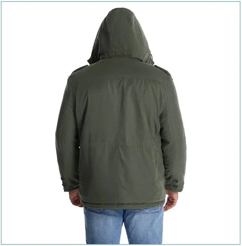 Men's Insulated Winter Parka Jacket With Hood - Windproof Coat