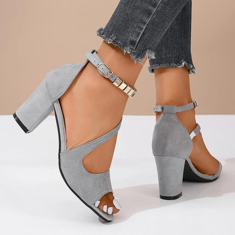 Women's Comfortable Block Heel Sandals With Ankle Strap