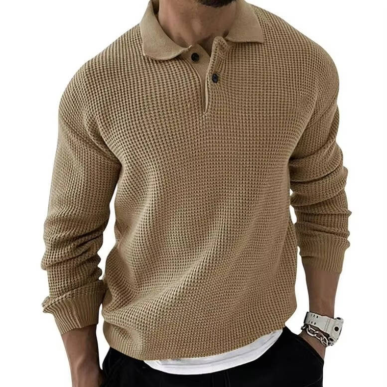 Mens Waffle Knit Long Sleeve Sweater