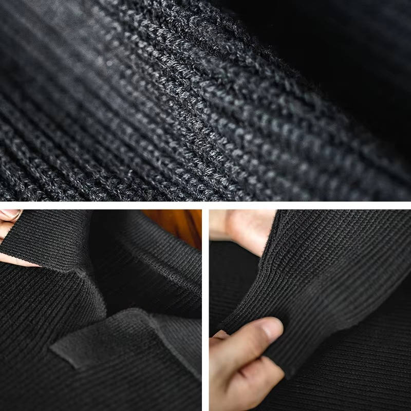 Men's Long Sleeve Black Polo Sweater