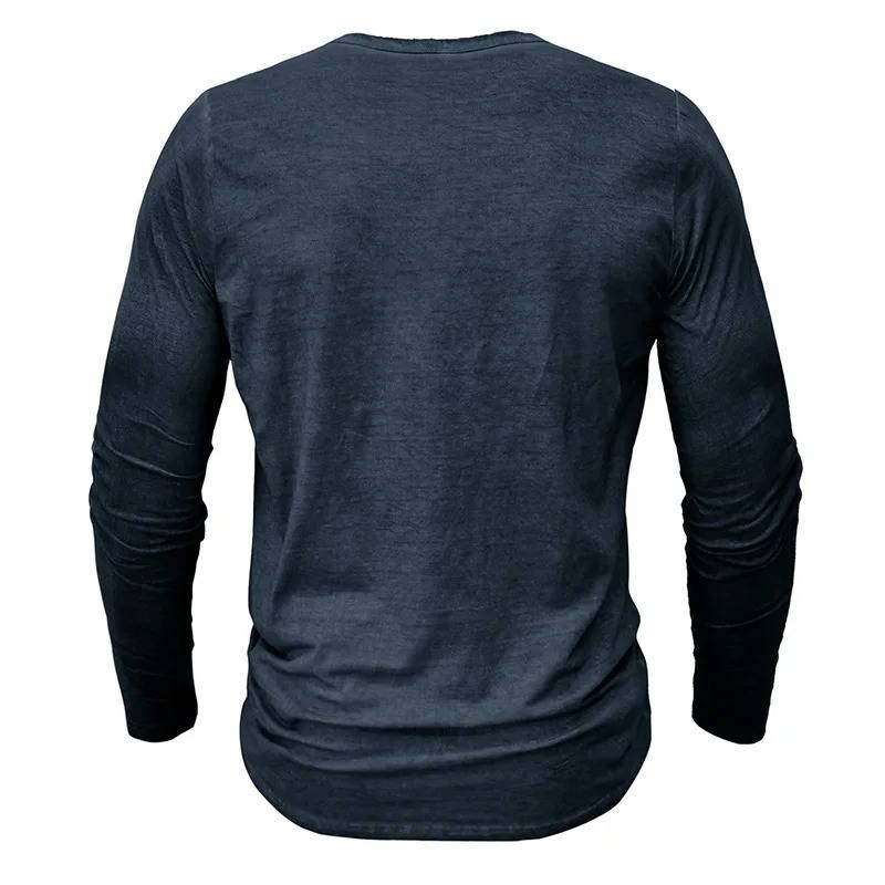 Long Sleeve Henley Shirt Men