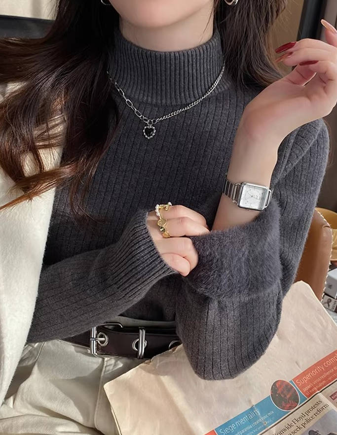 Women's Ribbed Mock Neck Sweater