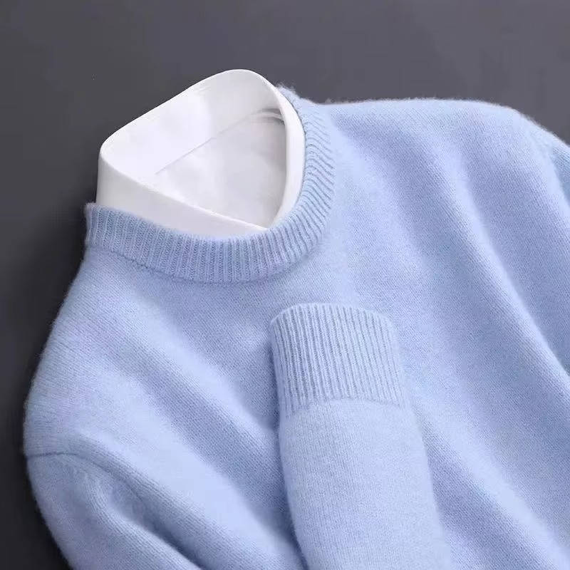 Men's Classic Crew Neck Sweater With Mock Collar Detail
