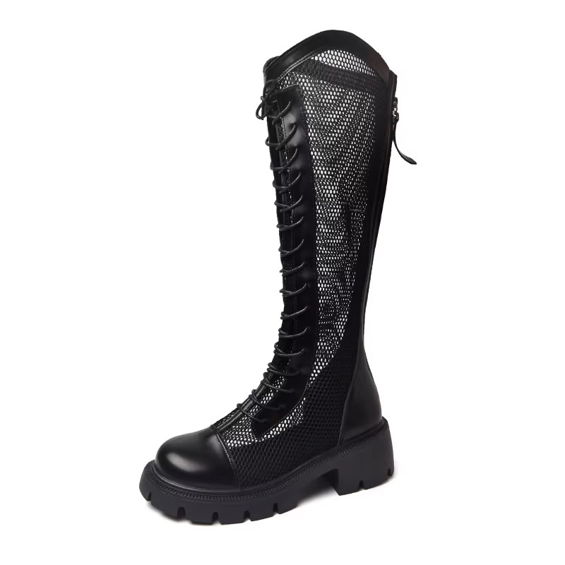 Lace Up Knee High Boots