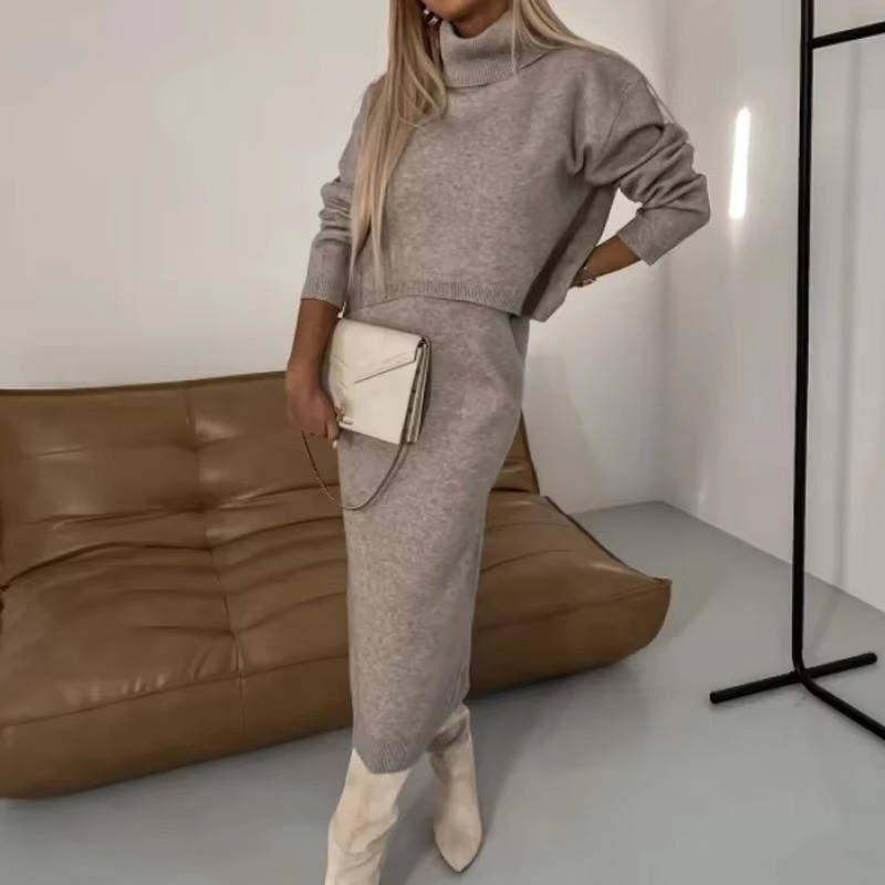 Womens Turtleneck 2 Piece Dress Long Sleeve