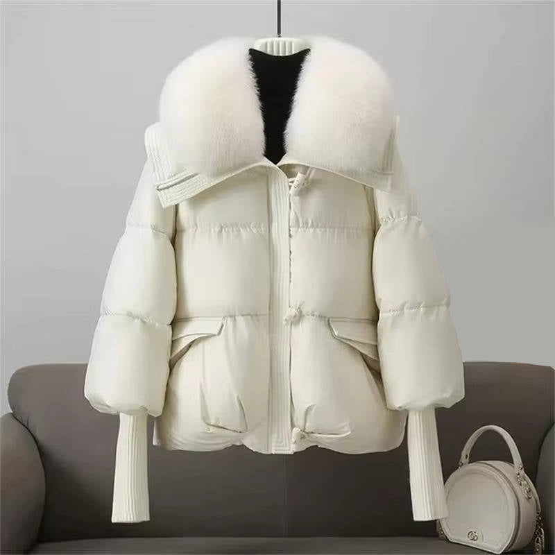 Women's Puffer Jacket with Fur Collar