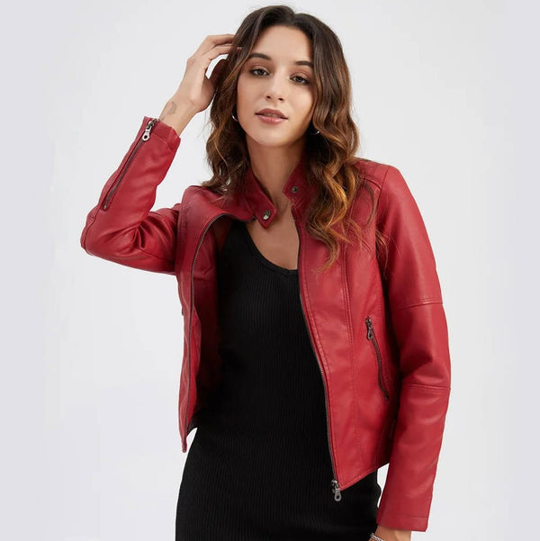 Slim Fit Leather Jacket Women