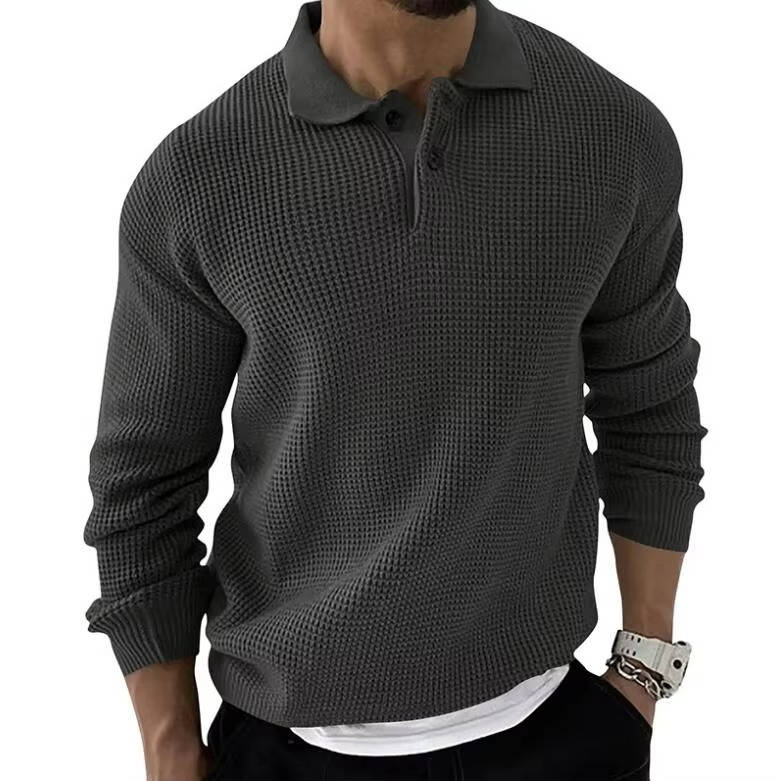 Mens Waffle Knit Long Sleeve Sweater