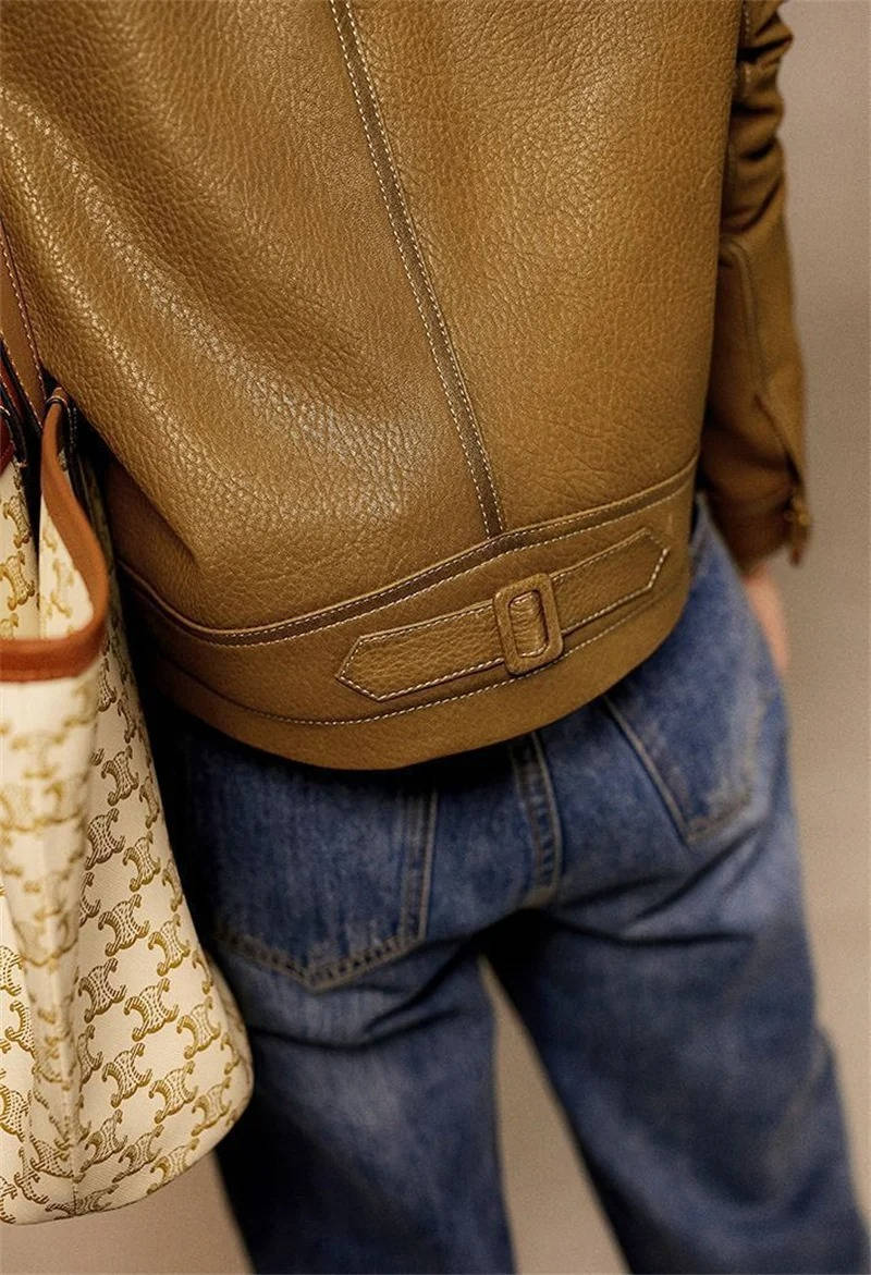 Cropped Leather Jacket Womens