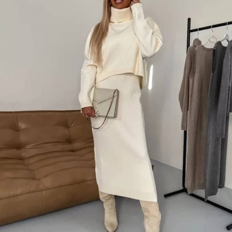 Womens Turtleneck 2 Piece Dress Long Sleeve