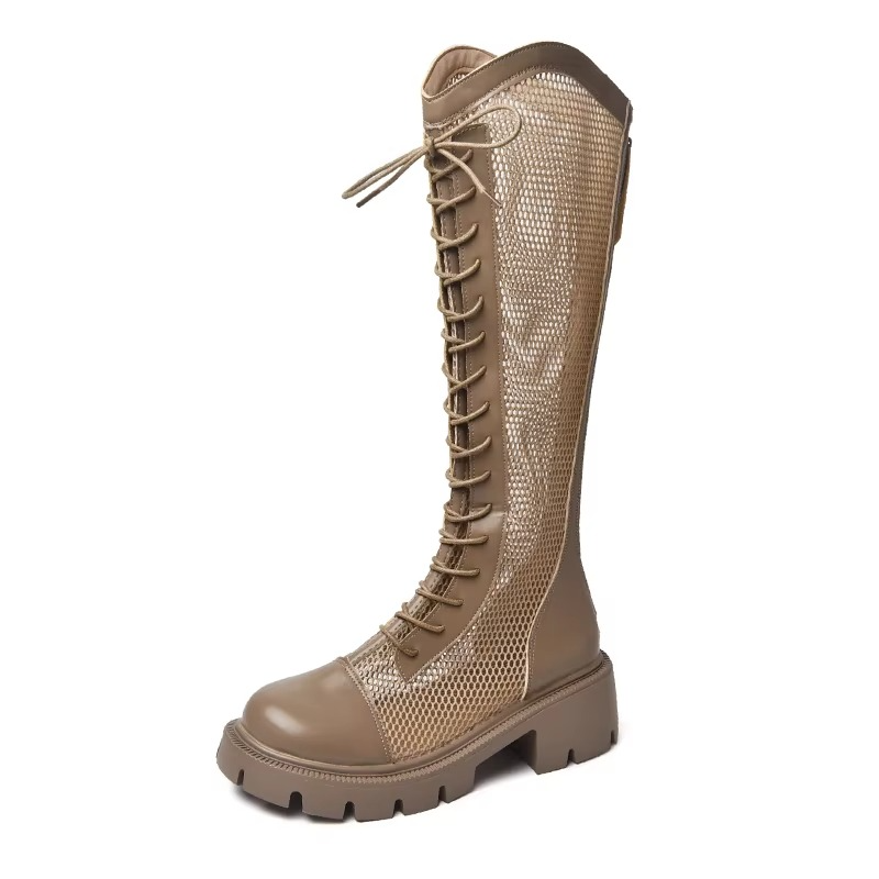 Lace Up Knee High Boots