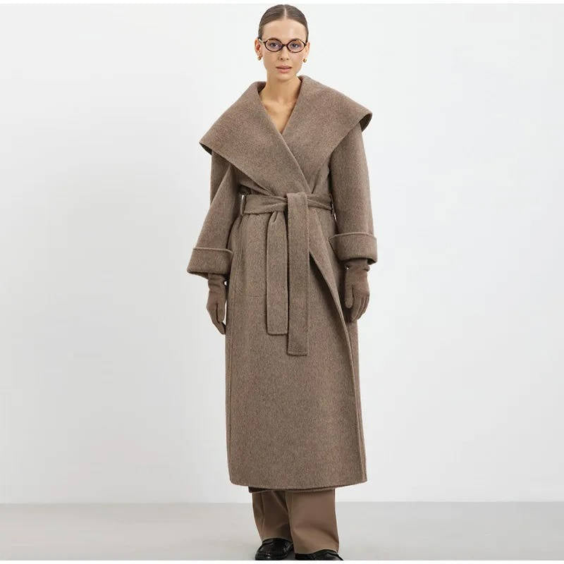 Women's Lace Up Wool Overcoat