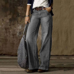Women's Vintage Wash Wide Leg Flare Jeans