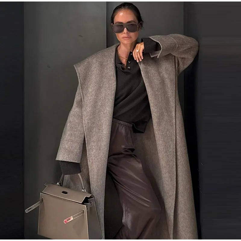 Women's Lace Up Wool Overcoat