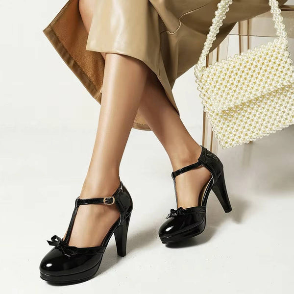 T Strap Heels Closed Toe