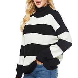 Women's Striped Turtleneck Sweater
