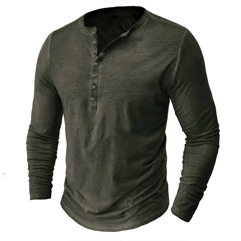 Long Sleeve Henley Shirt Men