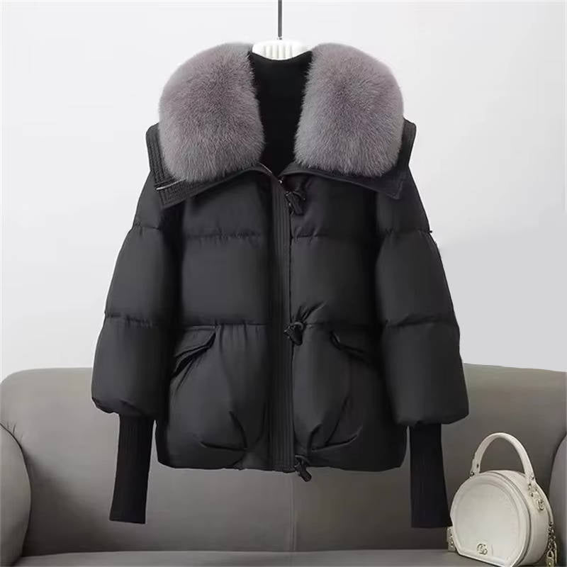Women's Puffer Jacket with Fur Collar