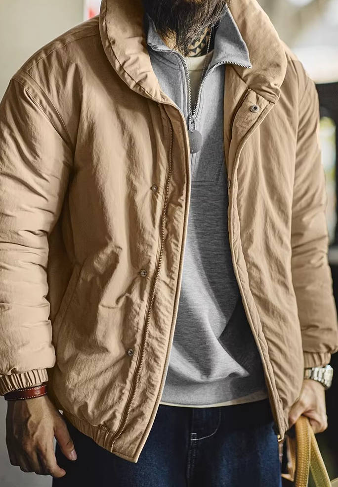 Men's Beige Puffer Jacket
