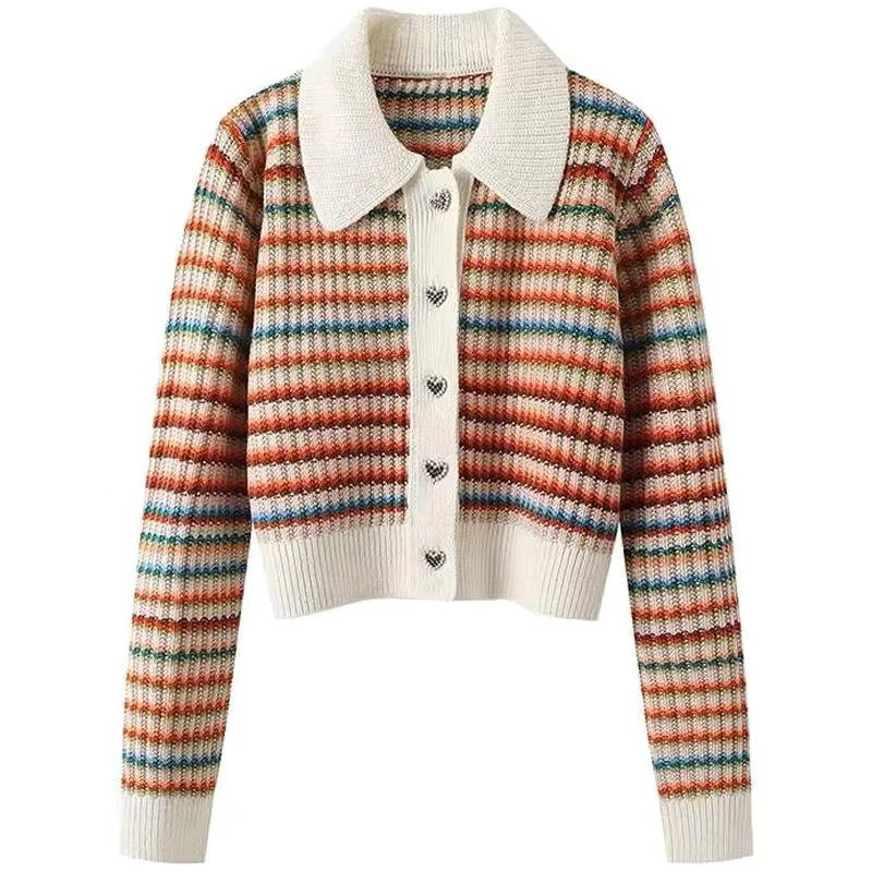 Women's Colorful Striped Knitted Cardigan