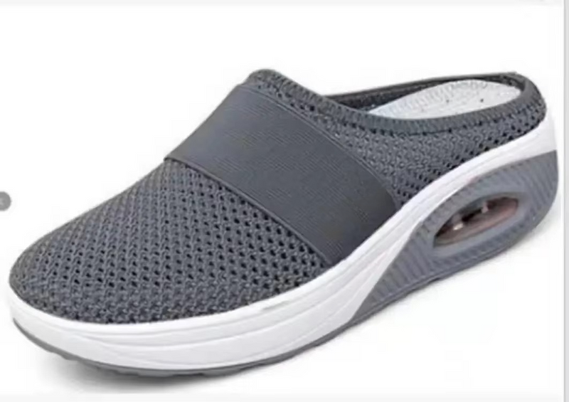 Women's Orthopedic Air Cushion Slip-On Walking Shoes, Lightweight Mesh Platform Mules