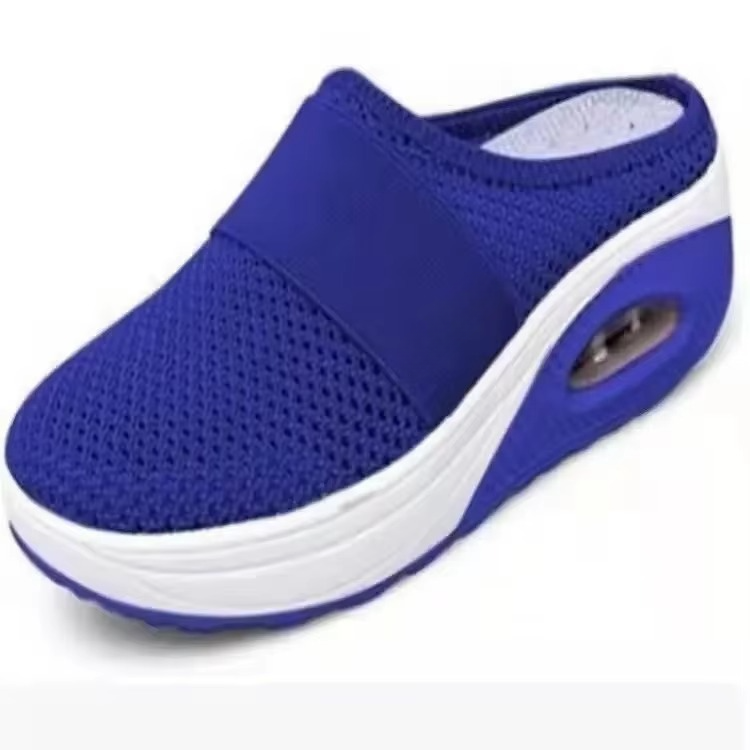 Women's Orthopedic Air Cushion Slip-On Walking Shoes, Lightweight Mesh Platform Mules