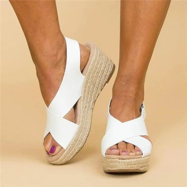Women's Orthopedic Espadrilles Wedge Sandals With Cross Straps