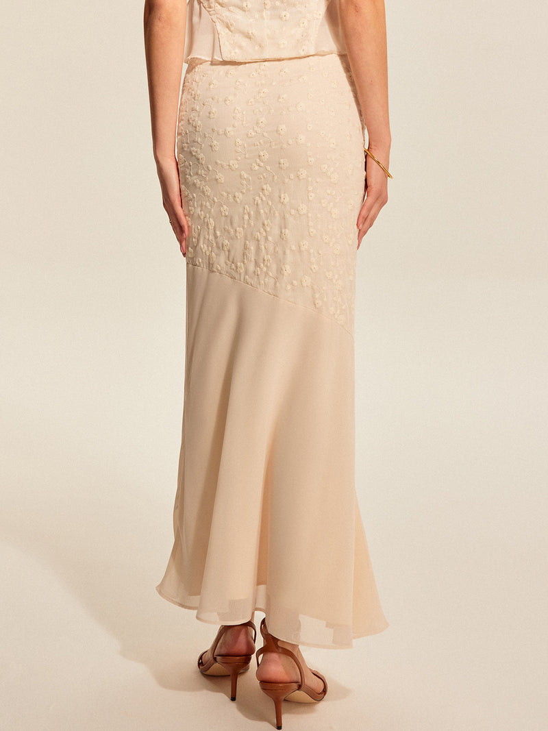 Floral Embroidered Panel Skirt
