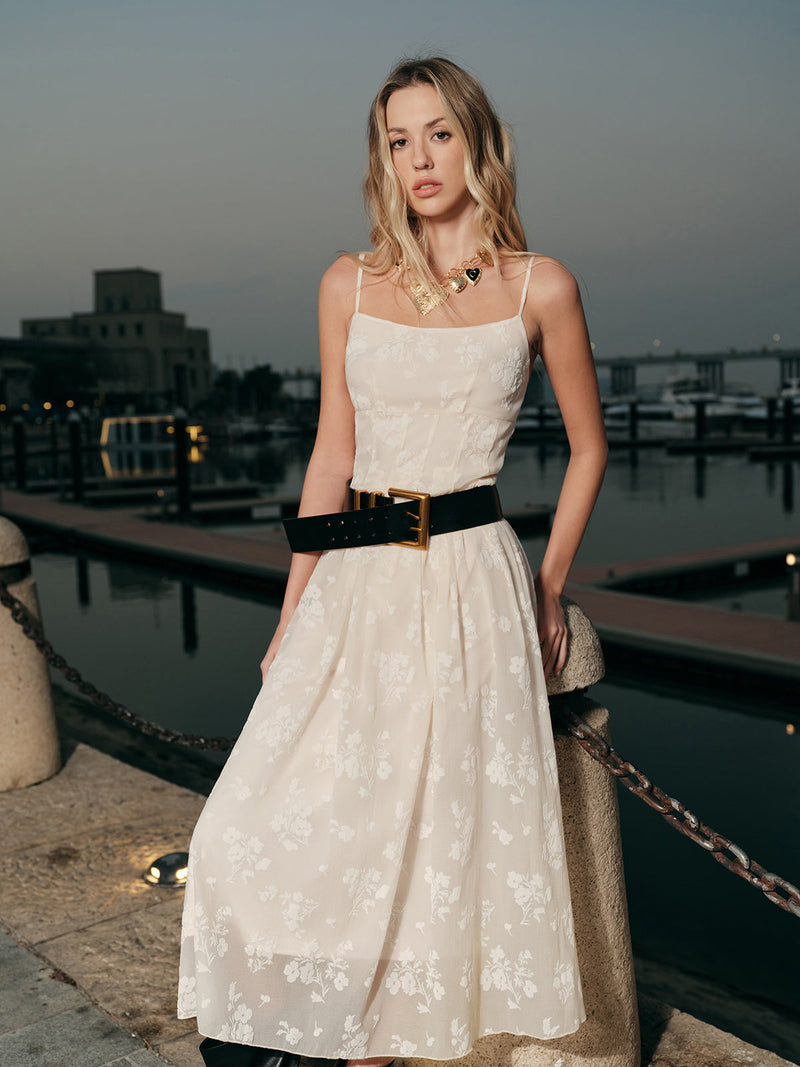 Floral Jacquard Long Dress